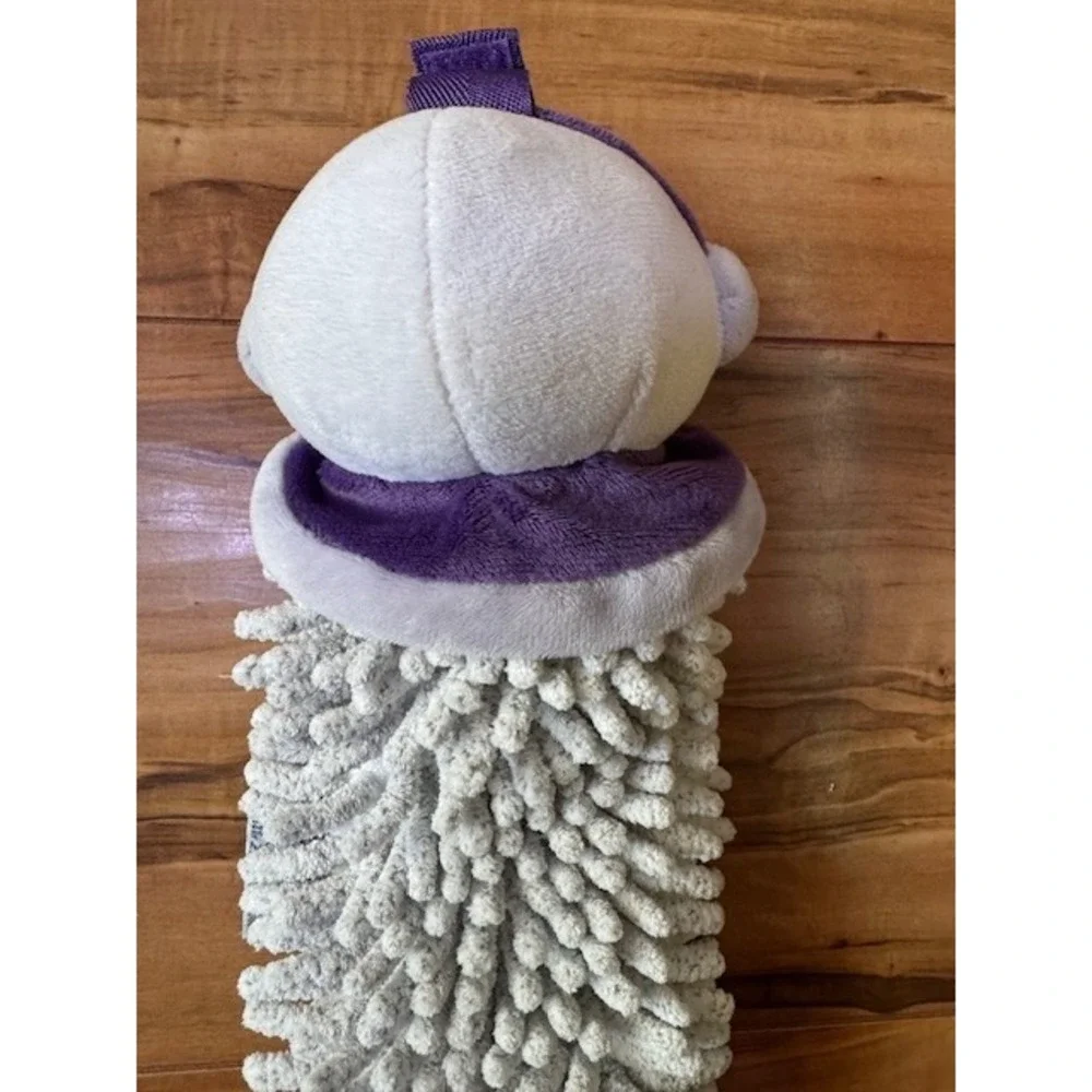 NORWEX CHENILLE Hand‎ Towel Snowman Pet to Dry Christmas EUC Purple Bathroom